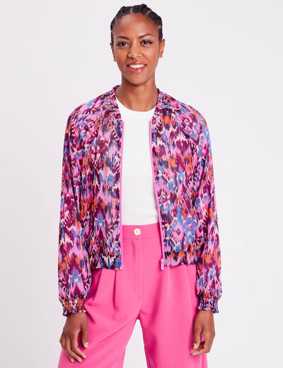 Veste teddy zippée orange femme