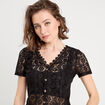 Gilet macramé boutonné noir femme