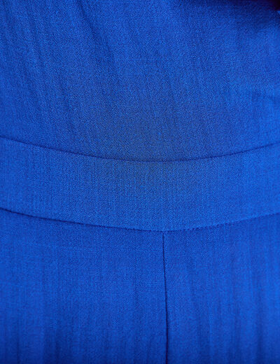Combinaison pantalon volants bleu electrique femme