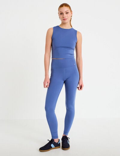 D&eacute;bardeur col rond activewear bleu fonc&eacute; femme