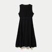 Robe longue droite sans manches col v noir femme