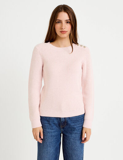 Pull manches longues brillant rose clair femme
