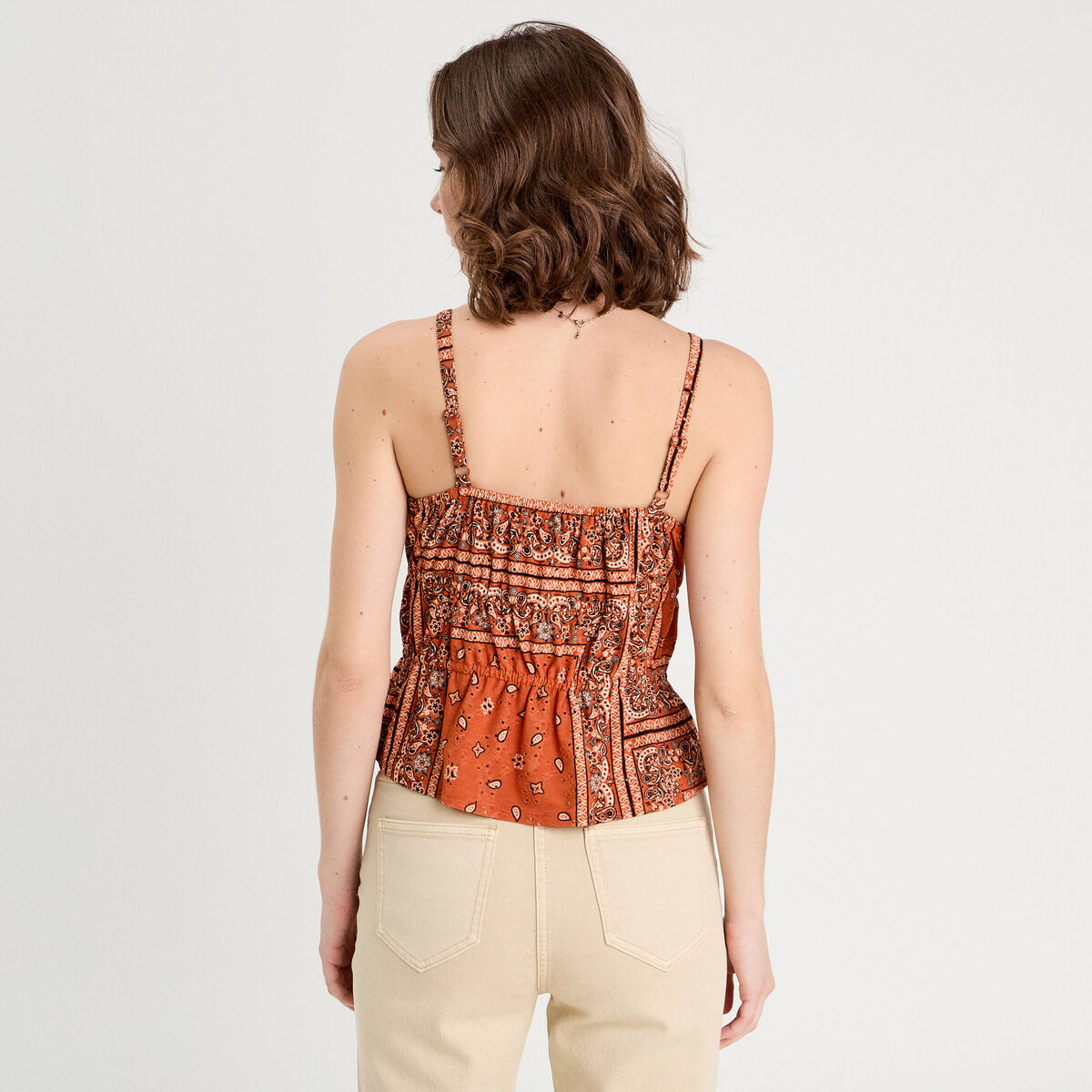Débardeur bretelles fines terracotta femme