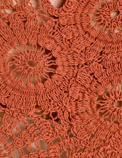Pull ajouré effet crochet terracotta femme