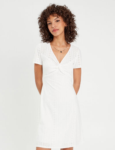 Robe empire évasée ecru femme