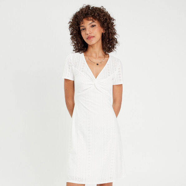Robe empire évasée ecru femme