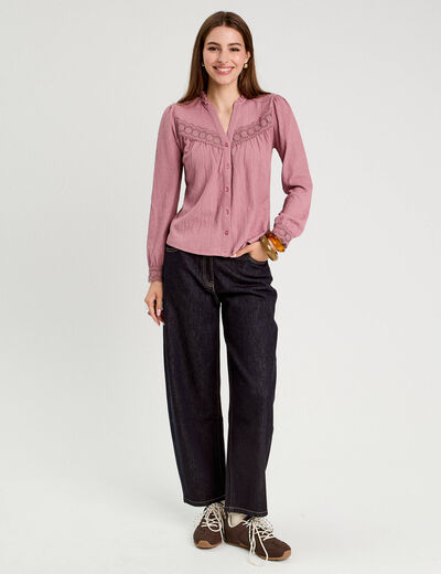 Blouse manches longues vieux rose femme