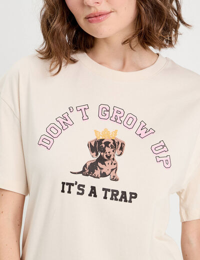 T-shirt manches courtes ecru femme