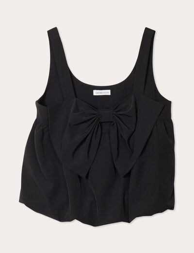 Blouse effet boule et noeud noir femme