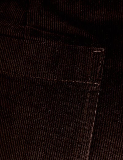 Pantalon bootcut taille haute velours marron fonc&eacute; femme