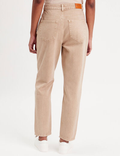 Jeans mom taille haute sable femme