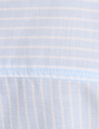 Chemise droite courte en coton bleu femme