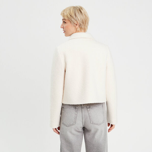 Veste droite boutonnée ecru femme