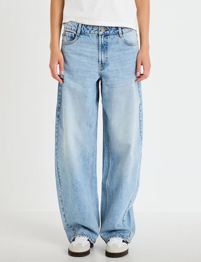 Jean coupe large denim triple stone femme