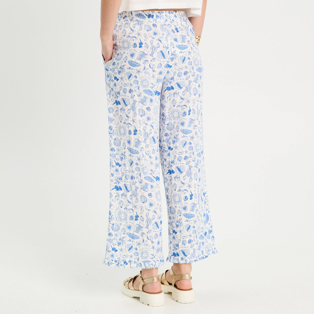 Pantalon large bleu roi femme