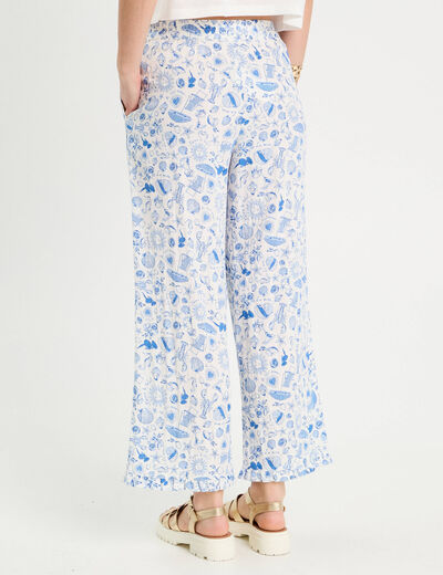 Pantalon large bleu roi femme
