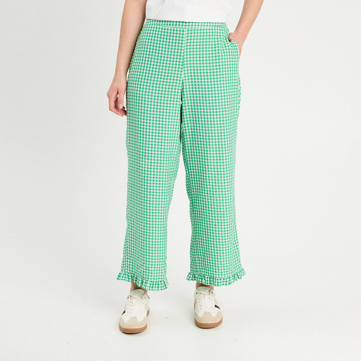 Pantalon large 7/8ème vert émeraude femme