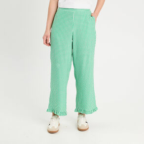Pantalon large 7/8ème vert émeraude femme