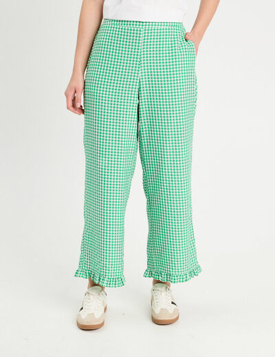 Pantalon large 7/8ème vert émeraude femme
