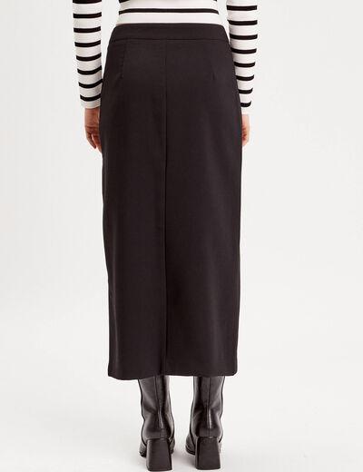 Jupe longue droite fendue noir femme