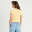 T-shirt côtelé manches courtes jaune clair femme