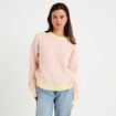 Pull ample col rond manches longues rose clair femme