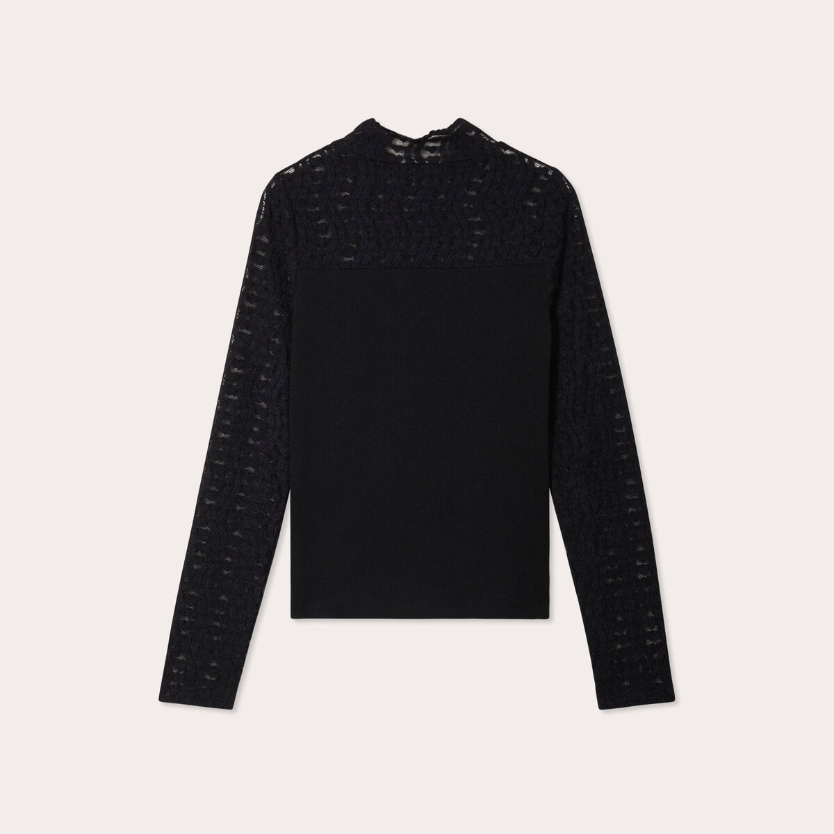 T-shirt col montant noir femme