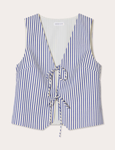 Gilet sans manches noeuds bleu marine femme