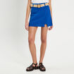 Jupe-short ceinturée contenant du lin bleu electrique femme