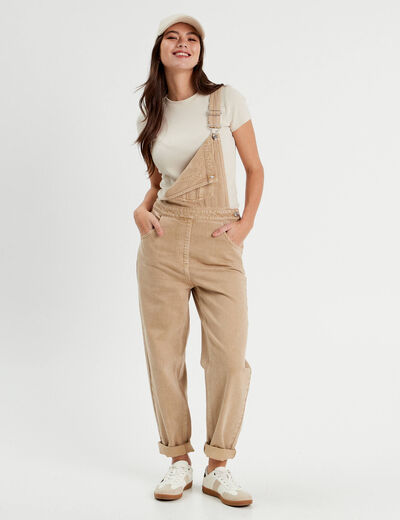 Salopette droite en jean sable femme