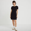 Robe droite manches courtes noir femme