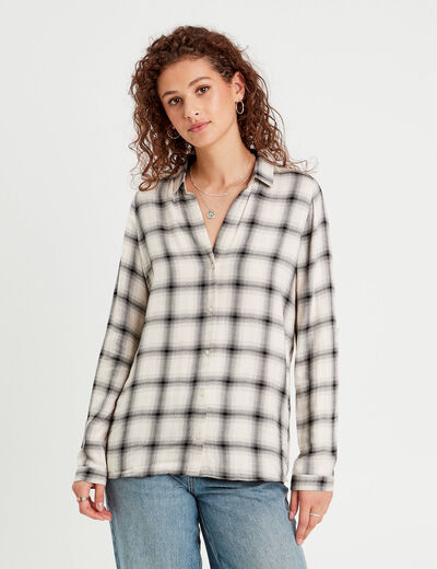 Chemise manches longues ecru femme
