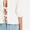 Blouse manches 3/4 nouée ecru femme