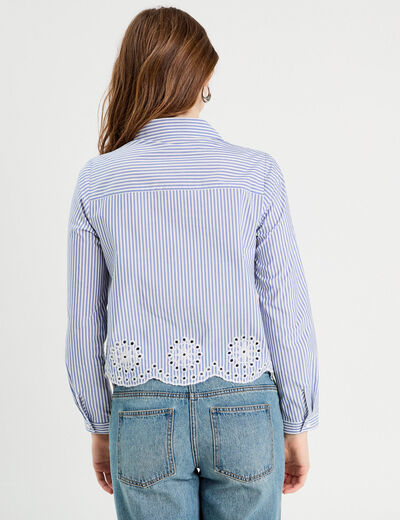 Chemise avec broderie blanc femme