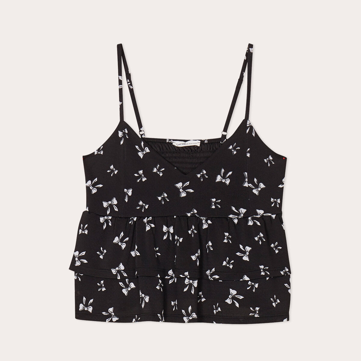 Débardeur avec volants noir femme