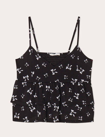 Débardeur avec volants noir femme