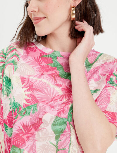 T-shirt manches courtes rose fushia femme