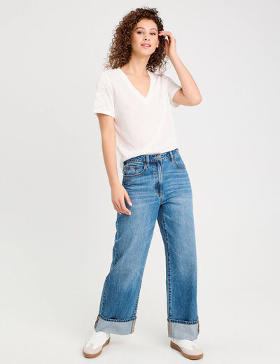 T-shirt manches courtes ecru femme