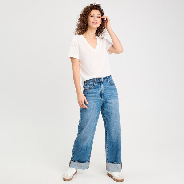 t shirt manches courtes ecru femme T-shirt manches courtes ecru femme