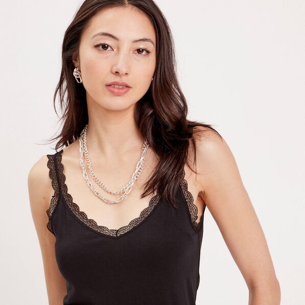 debardeur liseres dentelle noir femme Débardeur liserés dentelle noir femme