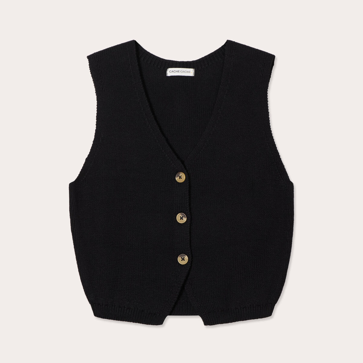 Gilet sans manches col en V noir femme