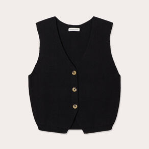 Gilet sans manches col en V noir femme