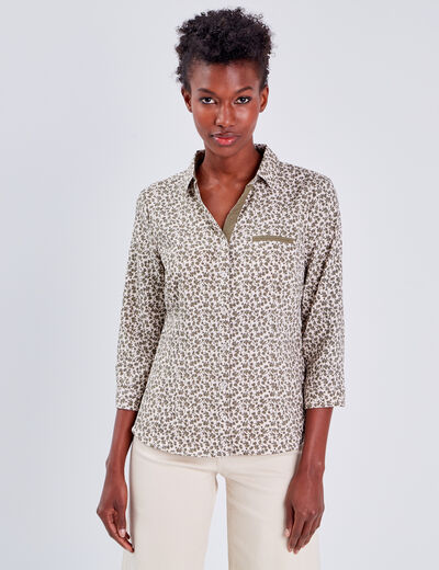 Blouse manches 3/4 vert kaki femme