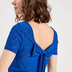 T-shirt broderie anglaise bleu electrique femme