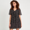 Robe évasée noeud poitrine noir femme