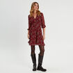 Robe évasée manches 3/4 bordeaux femme