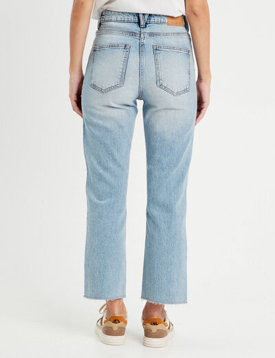 Jeans droit taille haute denim double stone femme