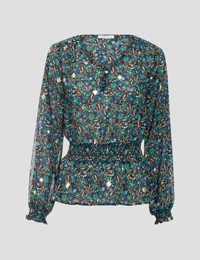 Blouse manches longues noir femme