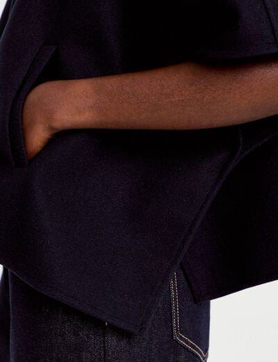 Poncho col am&eacute;ricain bleu marine femme