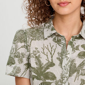 Robe chemise évasée vert femme